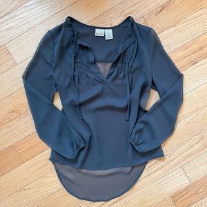 🌻MUDD Sheer Black Top with Tie